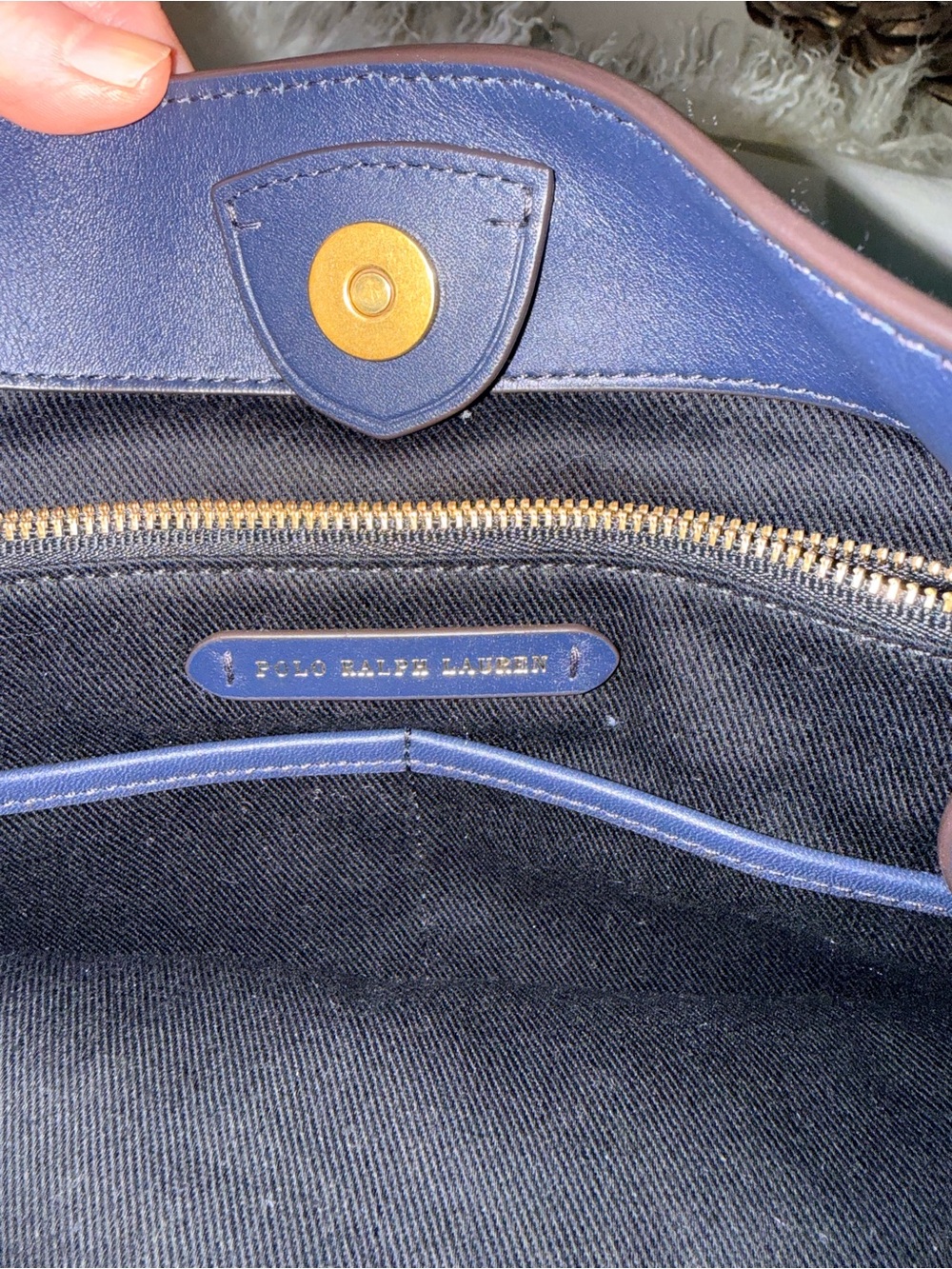 Polo Ralph Lauren Navy Leather Hobo S Bag - EXCELLENT - Picture 7 of 14